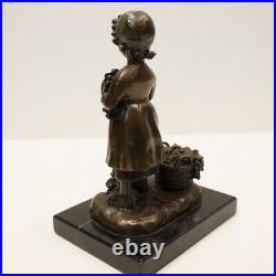 Statue Sculpture Raisin Vin Fillette Vendanges Style Art Deco Style Art Nouveau