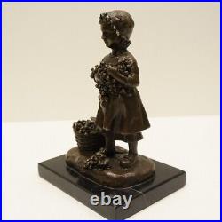 Statue Sculpture Raisin Vin Fillette Vendanges Style Art Deco Style Art Nouveau