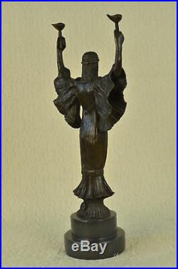 Statue Sculpture Victoire Femme Art Déco Style Nouveau Solide Bronze Nr