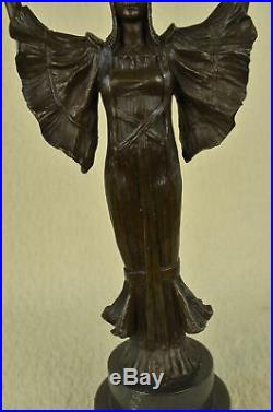 Statue Sculpture Victoire Femme Art Déco Style Nouveau Solide Bronze Nr