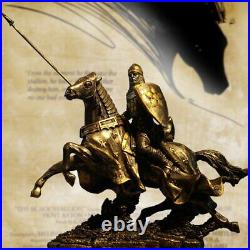 Statue statuette Antique guerrier chevalier en armure a cheval 26 cm