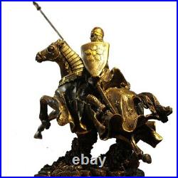 Statue statuette Antique guerrier chevalier en armure a cheval 26 cm