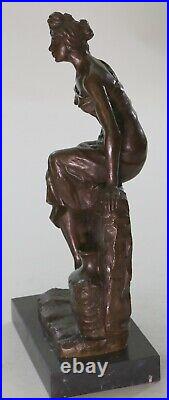 Style Art Nouveau Bronze Buste Sculpture Intitulé Histoire Par E Villanis X