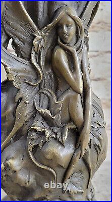 Style Art Nouveau Bronze Vase Chair Femme France Paris Statue Marbre Base Solde