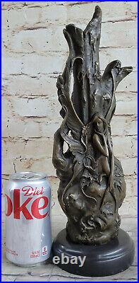 Style Art Nouveau Bronze Vase Chair Femme France Paris Statue Marbre Sculpture