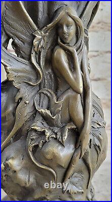 Style Art Nouveau Bronze Vase Chair Femme France Paris Statue Marbre Sculpture