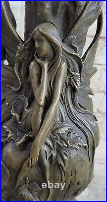 Style Art Nouveau Bronze Vase Chair Femme France Paris Statue Marbre Sculpture