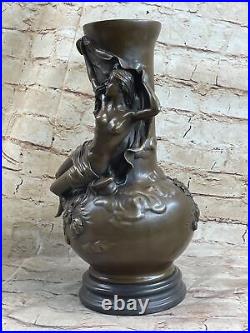 Style Art Nouveau Bronze Vase Chair Fille Moreau Paris Statue Figurine Deco