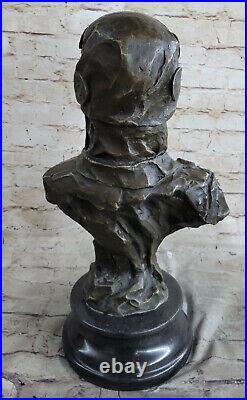 Style Art Nouveau Doré Bronze Femelle Buste Figuratif Cire Seal Signée France En
