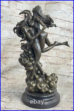 Style Art Nouveau Euro Chair Bronze Diable Satan Satyre Sculpture Fonte Figurine