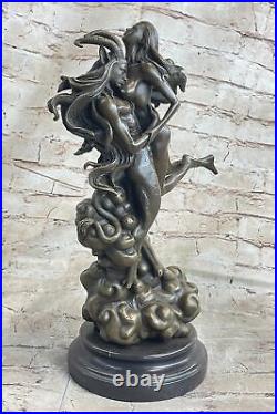 Style Art Nouveau Euro Chair Bronze Diable Satan Satyre Sculpture Fonte Figurine