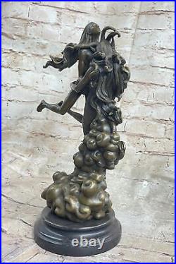 Style Art Nouveau Euro Chair Bronze Diable Satan Satyre Sculpture Fonte Figurine