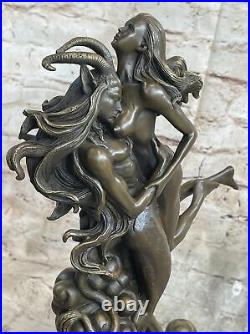 Style Art Nouveau Euro Chair Bronze Diable Satan Satyre Sculpture Fonte Figurine