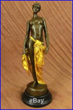 Style Art Nouveau Eve Statue Dame Sirène Nu en Bronze Vénus Sculpture or Cadeau