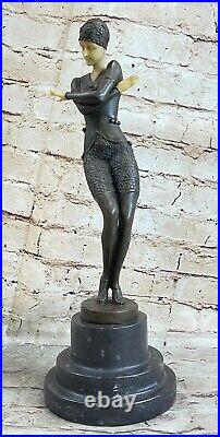 Style Art Nouveau Fonte Bronze Et Exotique Érotique Danseuse Sculpture Figurine