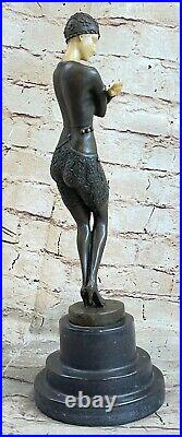 Style Art Nouveau Fonte Bronze Et Exotique Érotique Danseuse Sculpture Figurine