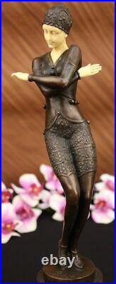 Style Art Nouveau Fonte Bronze Et Faux OS Exotique Érotique Sculpture Figurine