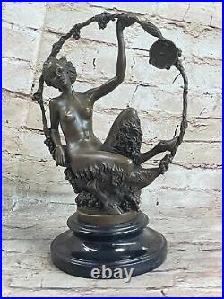 Style Art Nouveau Fonte Femelle Satyre Chair Bronze Sculpture Par ONU Figurine