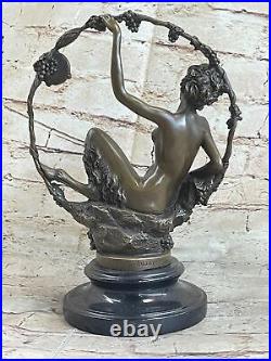 Style Art Nouveau Fonte Femelle Satyre Chair Bronze Sculpture Par ONU Figurine