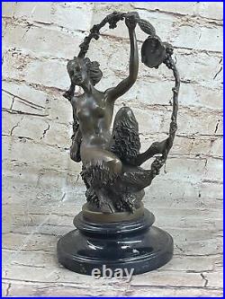 Style Art Nouveau Fonte Femelle Satyre Chair Bronze Sculpture Par ONU Figurine