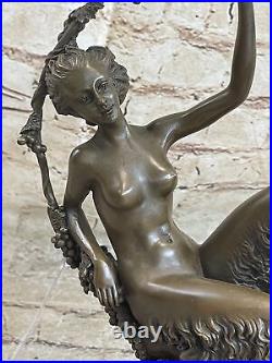 Style Art Nouveau Fonte Femelle Satyre Chair Bronze Sculpture Par ONU Figurine