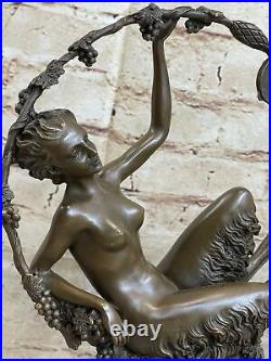 Style Art Nouveau Fonte Femelle Satyre Chair Bronze Sculpture Par ONU Figurine