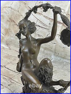 Style Art Nouveau Fonte Femelle Satyre Chair Bronze Sculpture Par ONU Figurine