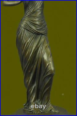 Style Art Nouveau Fonte Femelle Violon Lecteur Bronze Sculpture Marbre Base