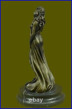 Style Art Nouveau Fonte Terre Déesse Bronze Sculpture Marbre Base Figurine