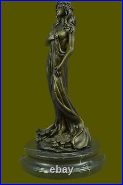 Style Art Nouveau Fonte Terre Déesse Bronze Sculpture Marbre Figurine Base Solde