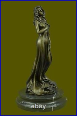 Style Art Nouveau Fonte Terre Déesse Bronze Sculpture Marbre Figurine Base Solde