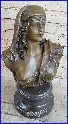 Style Art Nouveau Jeune Bronze Buste Statue Portrait Sculpture Décor Maison