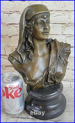 Style Art Nouveau Jeune Bronze Buste Statue Portrait Sculpture Décor Maison