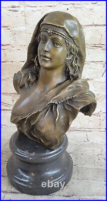 Style Art Nouveau Jeune Bronze Buste Statue Portrait Sculpture Décor Maison