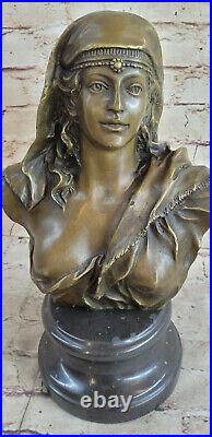 Style Art Nouveau Jeune Bronze Buste Statue Portrait Sculpture Décor Maison