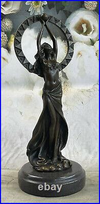 Style Art Nouveau Main Fabriqué Classique Sexy Fille Bronze Sculpture Marbre