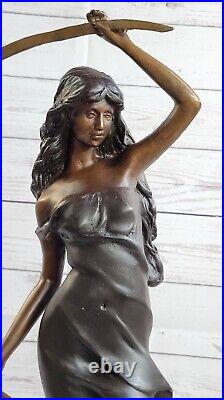 Style Art Nouveau Moreau Rare Pendule Sculpture Bronze Statue Dore Horloge