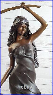 Style Art Nouveau Moreau Rare Pendule Sculpture Bronze Statue Dore Horloge Art