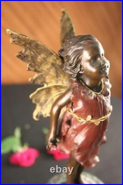 Style Art Nouveau Original Signé Milo Fairy Enfant Bronze Sculpture Statue Solde