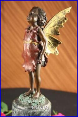 Style Art Nouveau Original Signé Milo Fairy Enfant Bronze Sculpture Statue Solde