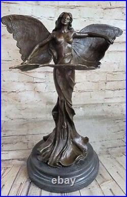 Style Art Nouveau Papillon Ange Érotique Chair Statue Bronze Figurine Sculpture