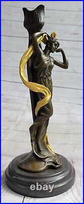 Style Art Nouveau Proper Jeune Femme Bronze Sculpture Marbre Figurine Statue