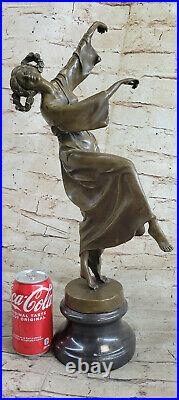 Style Art Nouveau Signée Bronze Gypsy Danseuse Statue Figurine Sculpture