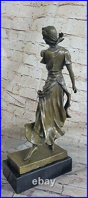 Style Art Nouveau Signée Bronze Gypsy Danseuse Statue Figurine Sculpture De
