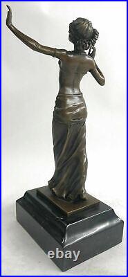 Style Art Nouveau Signée Bronze Gypsy Danseuse Statue Figurine Sculpture Doré Ar