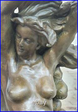 Style Art Nouveau Statue Femme Sirène Chair Bronze Vénus Sculpture Eve Italien