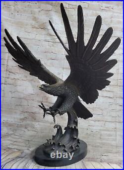 Style Art Nouveau Statue Sculpture Aigle Oiseau Faune Déco Bronze Sig