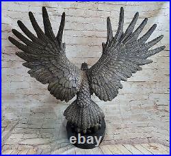 Style Art Nouveau Statue Sculpture Aigle Oiseau Faune Déco Bronze Sig