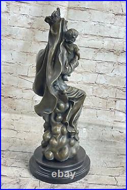 Style Art Nouveau Statue Sculpture Mère Mary Jesus Christ Deco Bronze