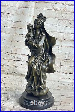 Style Art Nouveau Statue Sculpture Mère Mary Jesus Christ Deco Bronze Nr